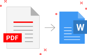 PDF icon with arrow pointing to Word Document Icon